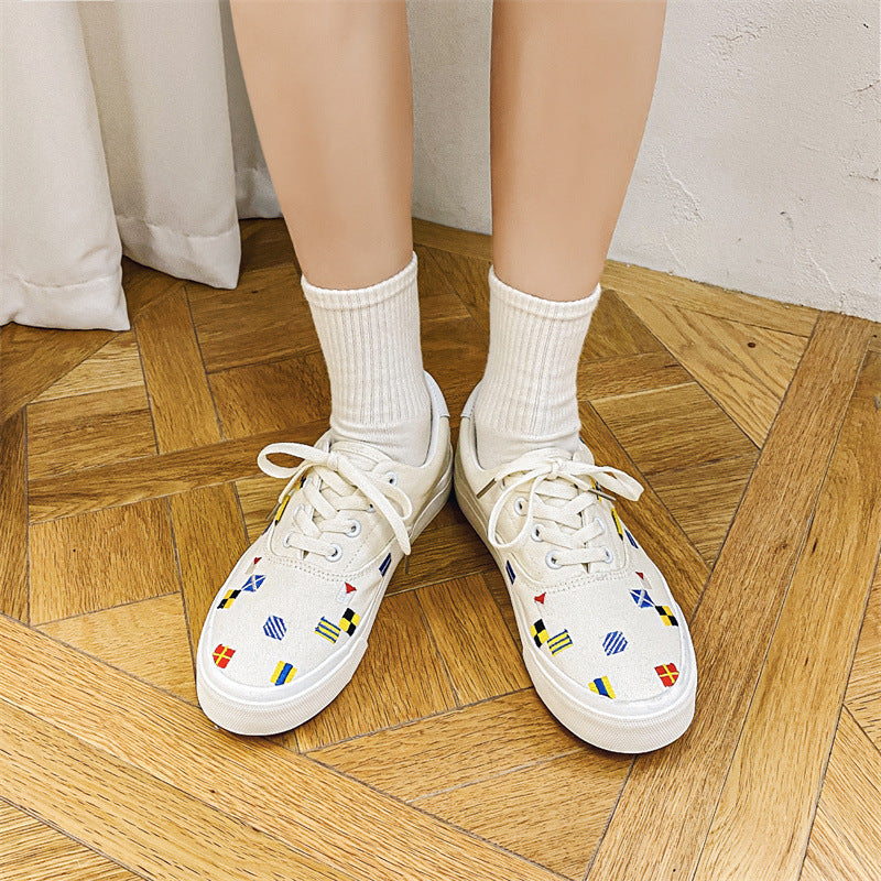 Elegant Attractive Embroidered Couple Design Board Canvas Shoes Newgew