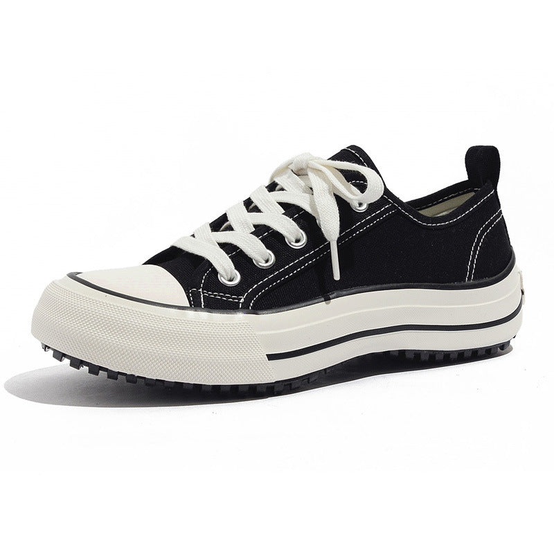 Women's Fashionable Spring Versatile Korean Style Platform Canvas Shoes Newgew