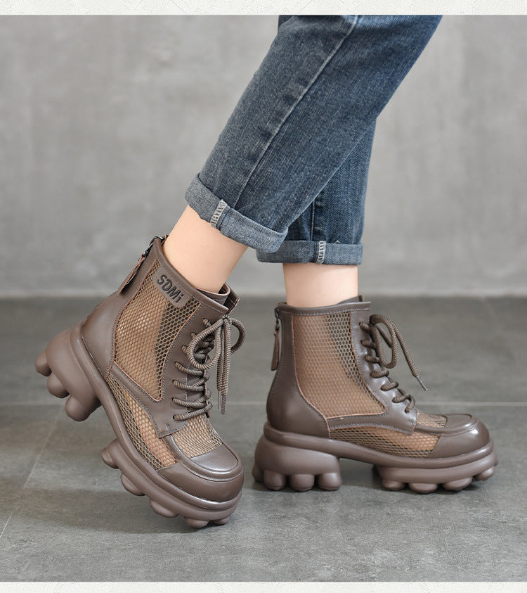 Hollow Thick-Soled Mesh Boots Newgew