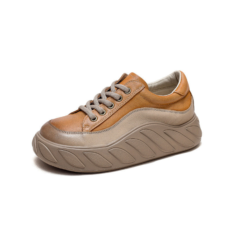 Women Minimalist Leather Comfort Thick Soled Casual Shoes Newgew Shoes