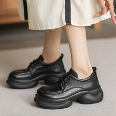 Women Retro Thick Soled Leather Casual Shoes Newgew Shoes