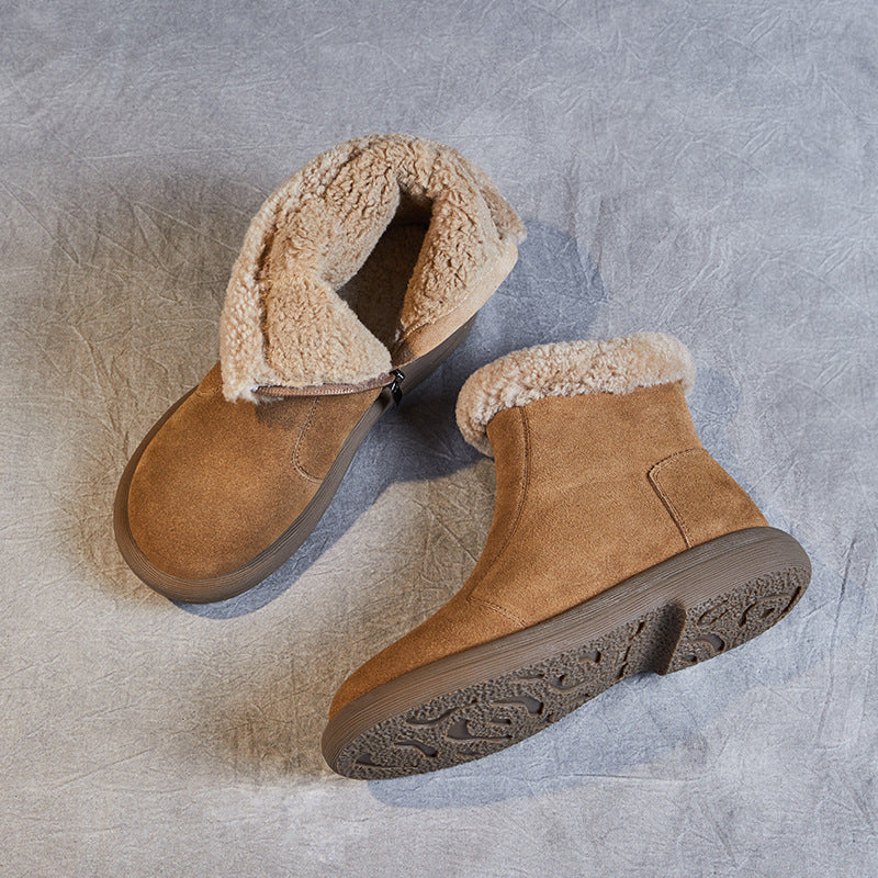 Women Minimalist Suede Flat Ankle Snow Boots Newgew Shoes