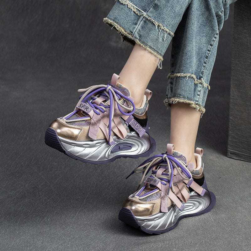 Women Fashion Patchwork Chunky Platform Dad Shoes Newgew Shoes