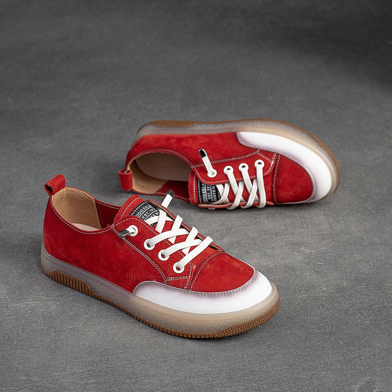 Women Retro Soft Leather Flat Casual Shoes Newgew Shoes