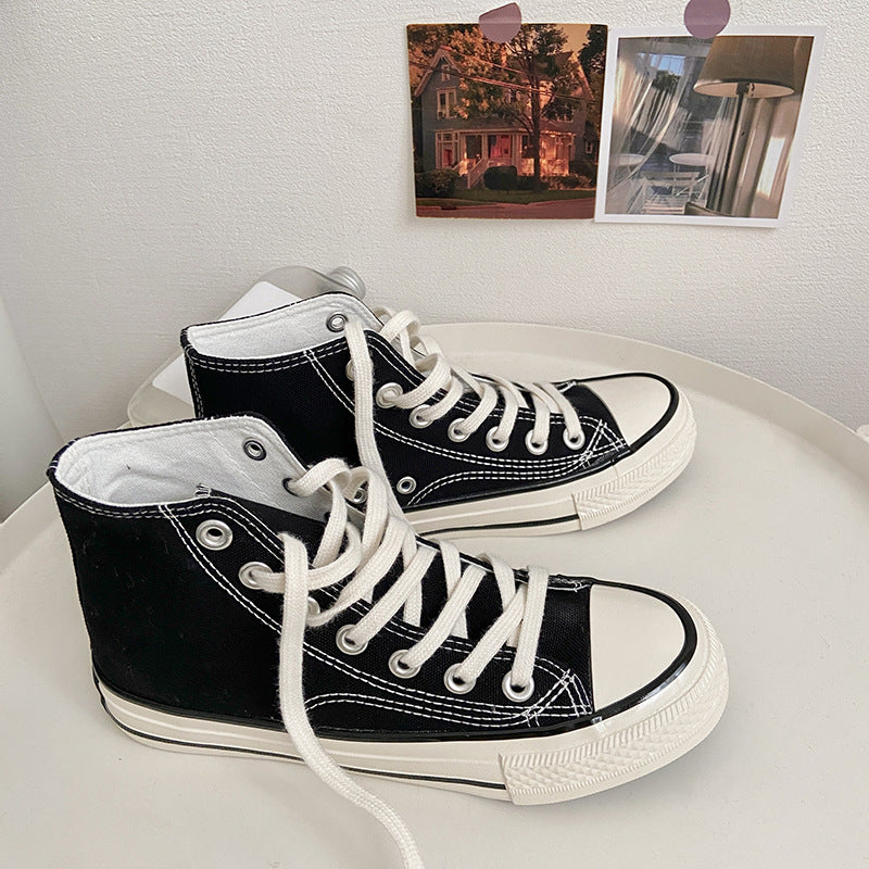 Women's Classic White Black Board Korean Style Canvas Shoes Newgew