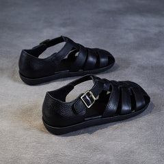 Women Retro Handmade Plaited Leather Flat Casual Sandals Newgew Shoes
