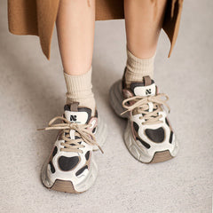 Women Retro Patchwork Chunky Platform Dad Shoes Newgew Shoes