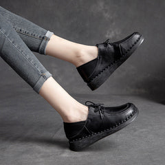 Women Minimalist Leather Soft Low Wedge Casual Shoes Newgew Shoes
