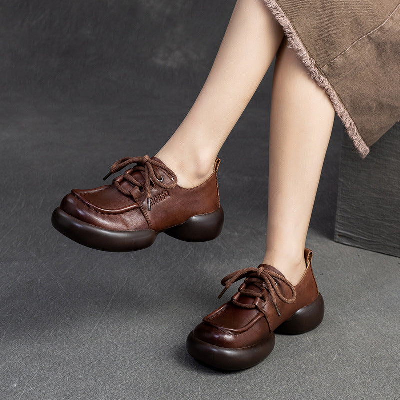 Women Retro Leather Handmade Soft Casual Shoes Newgew Shoes