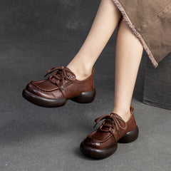 Women Retro Leather Handmade Soft Casual Shoes Newgew Shoes