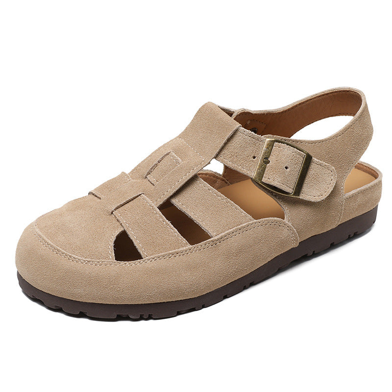 Women Retro Suede Summer Casual Slip-on Sandals Newgew Shoes