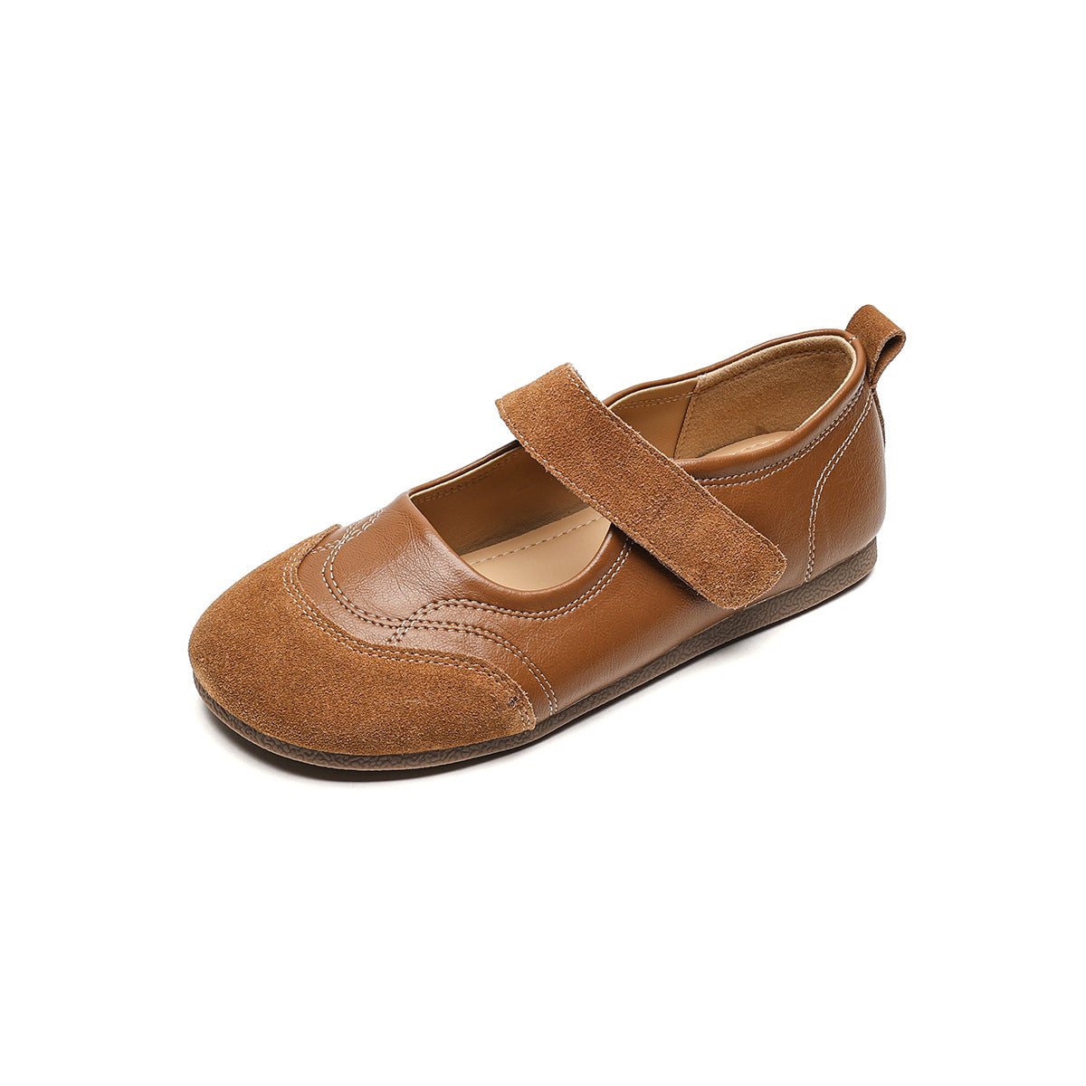 Women Retro Patchwork Leather Soft Casual Shoes Newgew Shoes