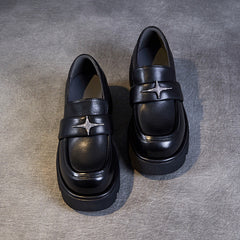 Women Retro Leather Platform Casual Loafers Newgew Shoes