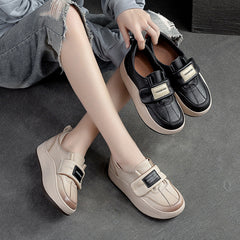 Women Fashion Leather Velcro Tape Casual Shoes Newgew Shoes