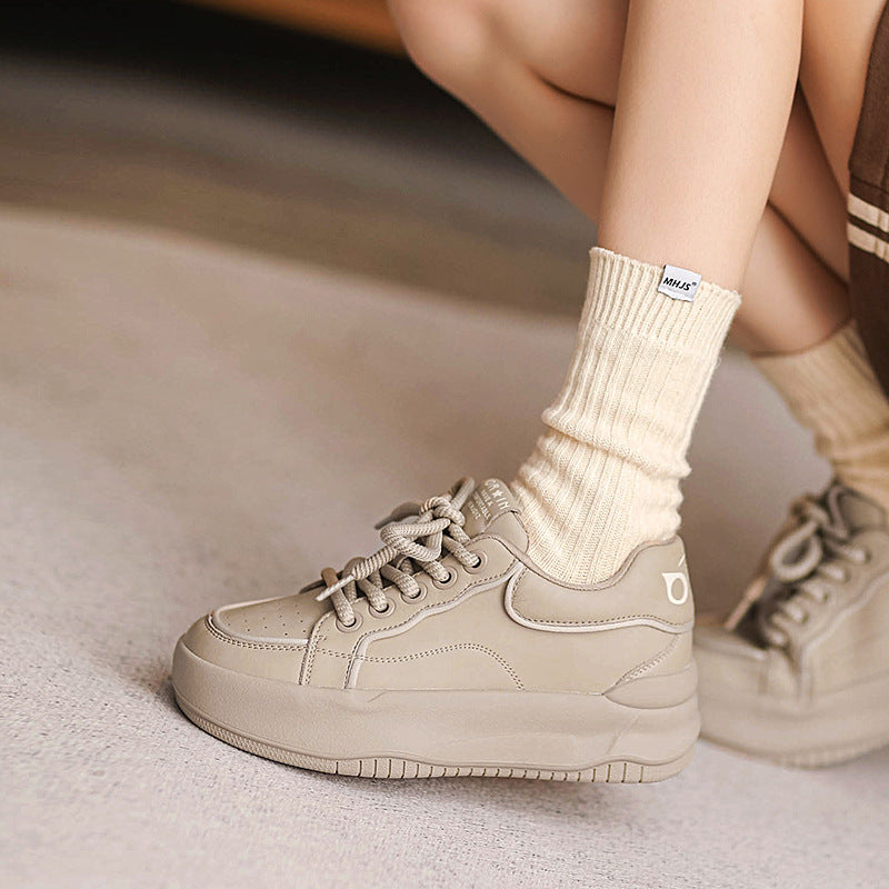 Women Minimalist Leather Thick Soled Casual Shoes Newgew Shoes