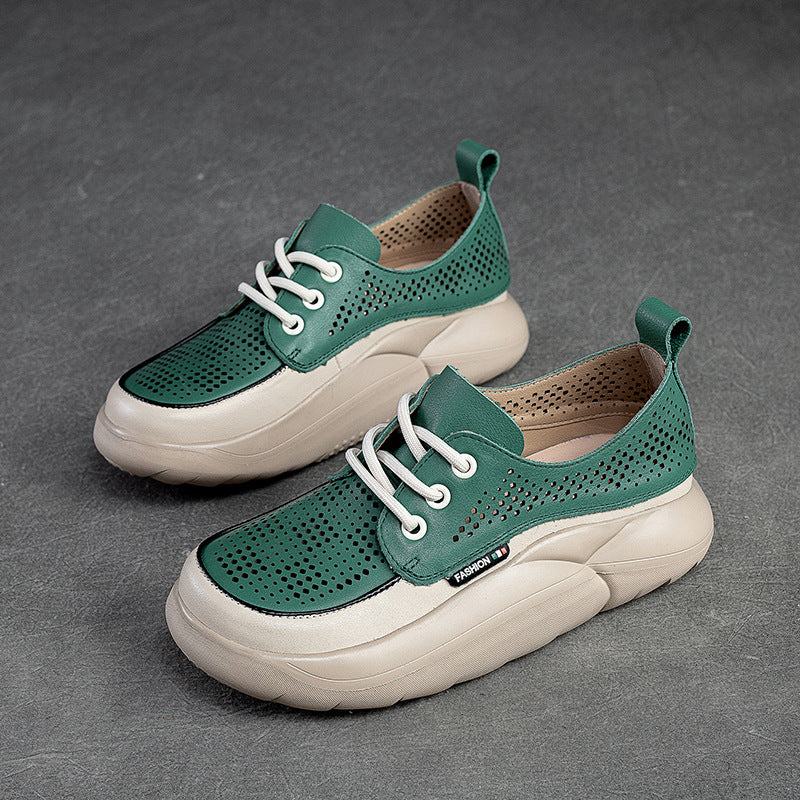 Women Fashion Breathable Hollow Leather Casual Shoes Newgew Shoes