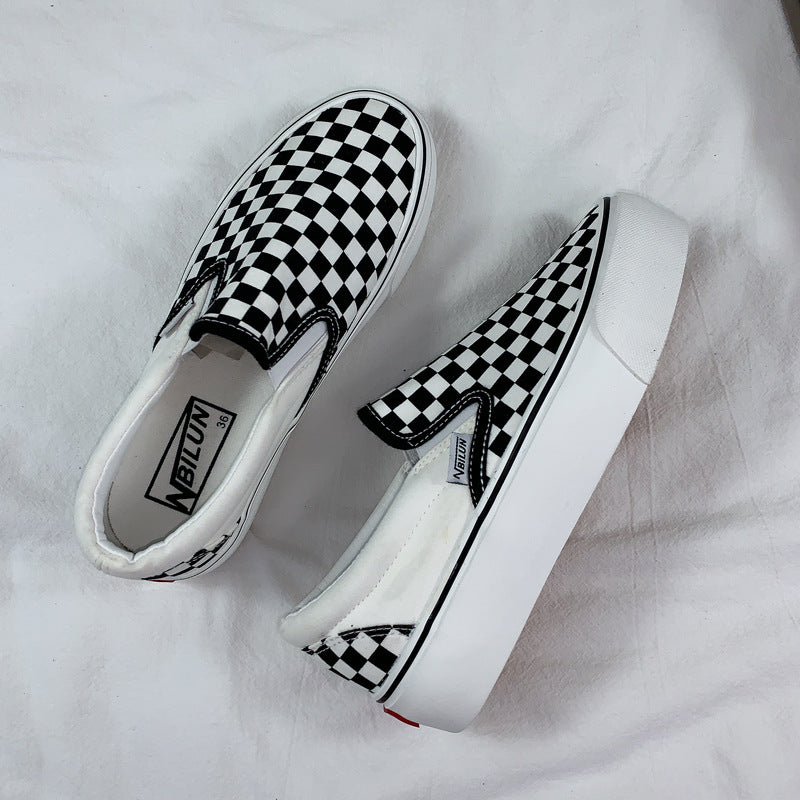 Flange In Black And White Plaid Canvas Shoes Newgew