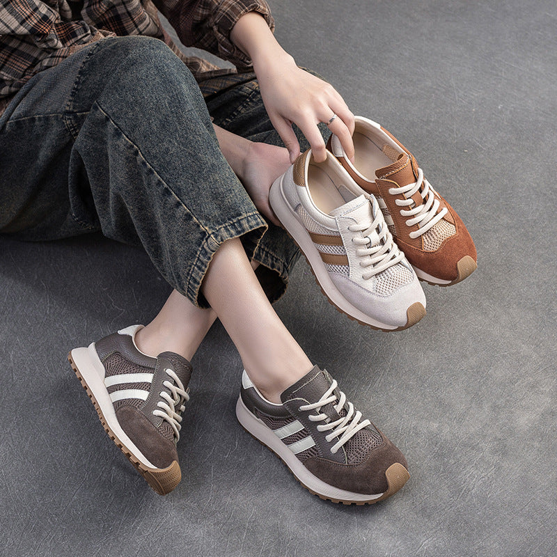 Women Fashion Leather Breathable Mesh Casual Shoes Newgew Shoes