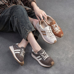 Women Fashion Leather Breathable Mesh Casual Shoes Newgew Shoes