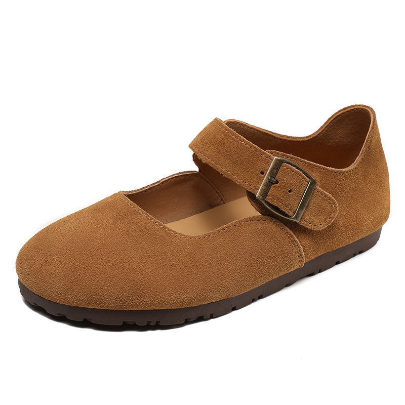 Women Retro Suede Flat Minimalism Casual Shoes Newgew Shoes