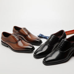 Men Solid Classic Cowhide Minimalist Oxford Shoes Newgew Shoes