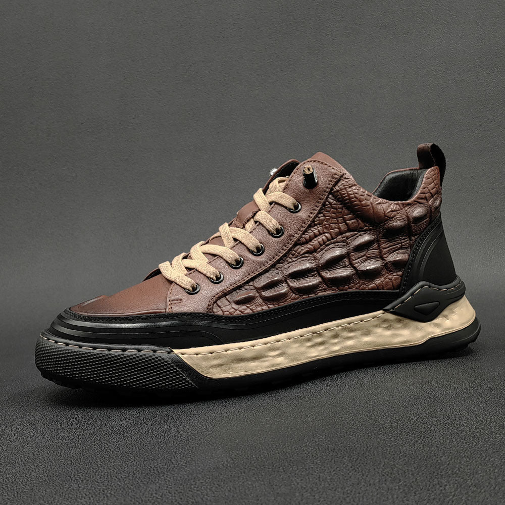 Men Fashion Figured Leather Flat Casual Shoes Newgew Shoes