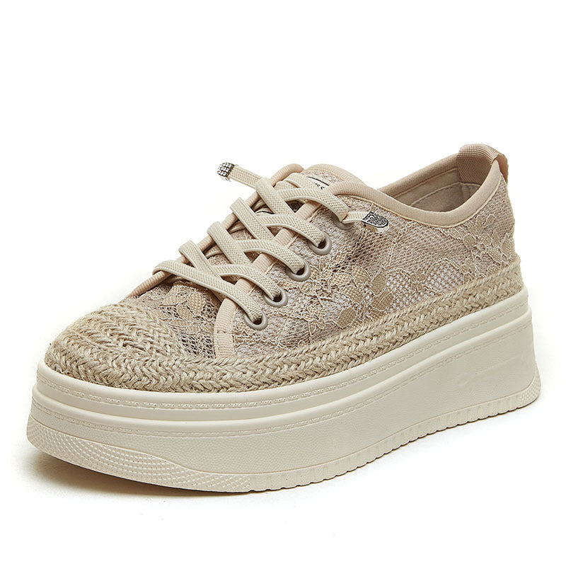 Women's Summer Platform Mesh Surface Lazy Linen Men's Shoes Newgew