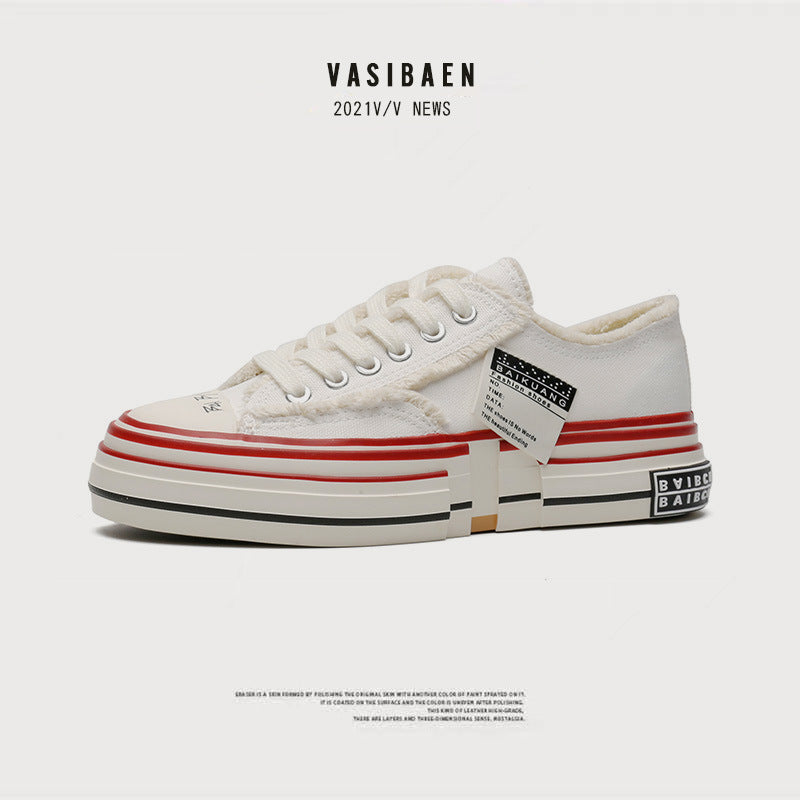 Women's & Men's Beggar Vulcanized Thick Sole Height Increasing Low Canvas Shoes Newgew