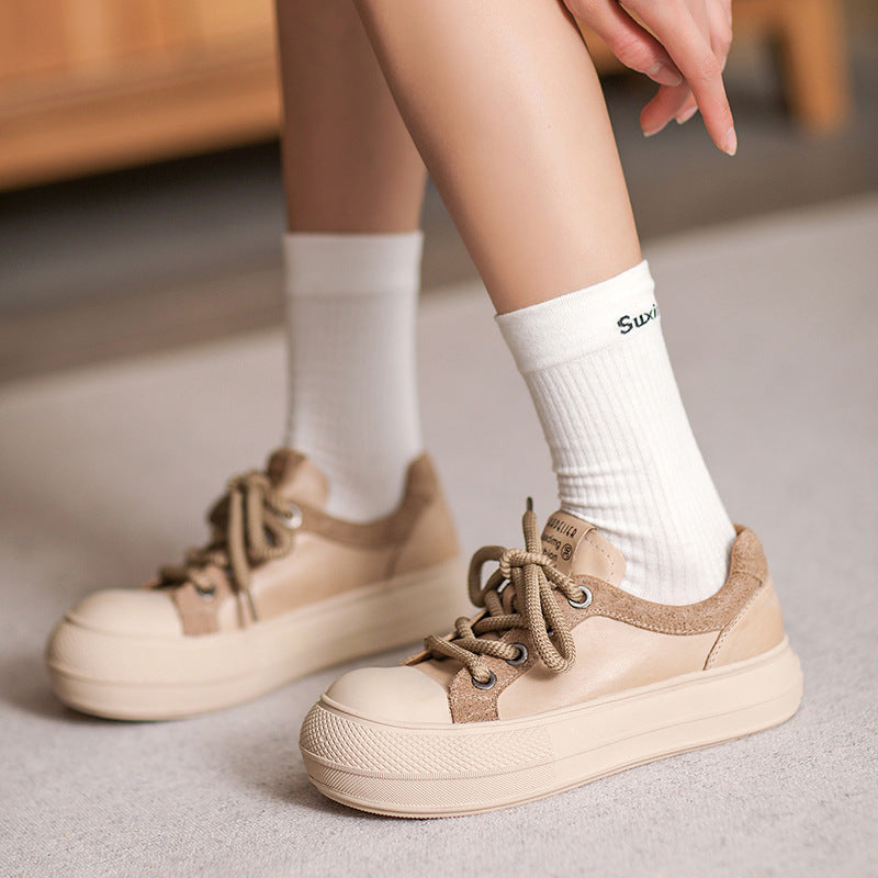 Women Minimalist Fashion Leather Flat Casual Shoes Newgew Shoes