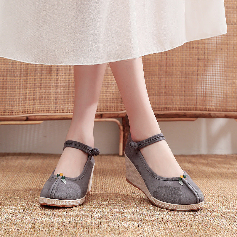 Women's Classic Cloth Embroidered Cotton And Linen Retro Canvas Shoes Newgew