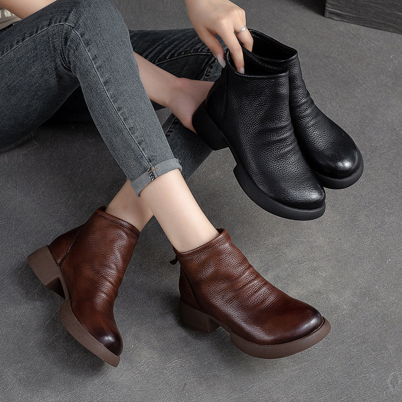 Women Minimalist Soft Leather Casual Ankle Boots Newgew Shoes