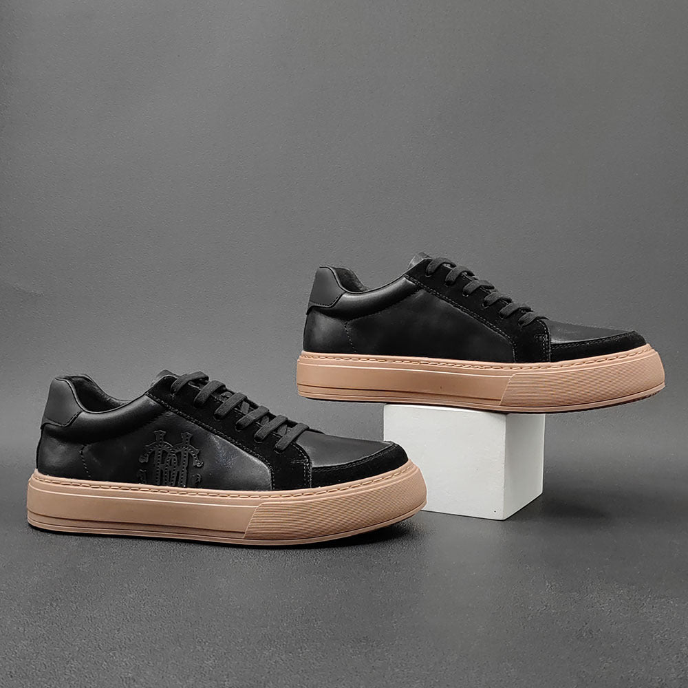 Men Fashion Patchwork Leather Flat Casual Shoes Newgew Shoes
