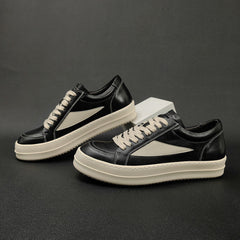 Men Casual Minimalist Patchwork Leather Flat Shoes Newgew Shoes