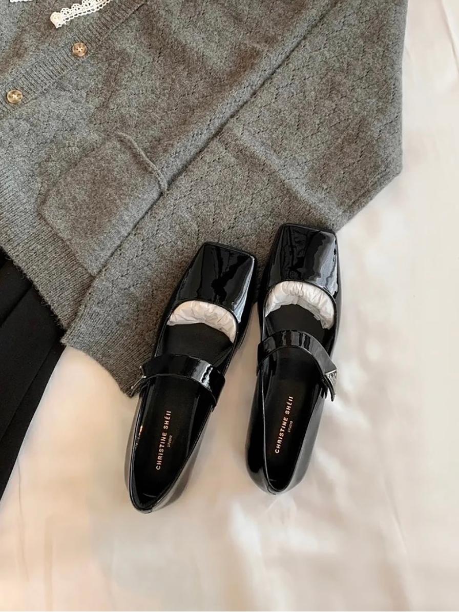 Square Toe Triangle Buckle Shoes Newgew