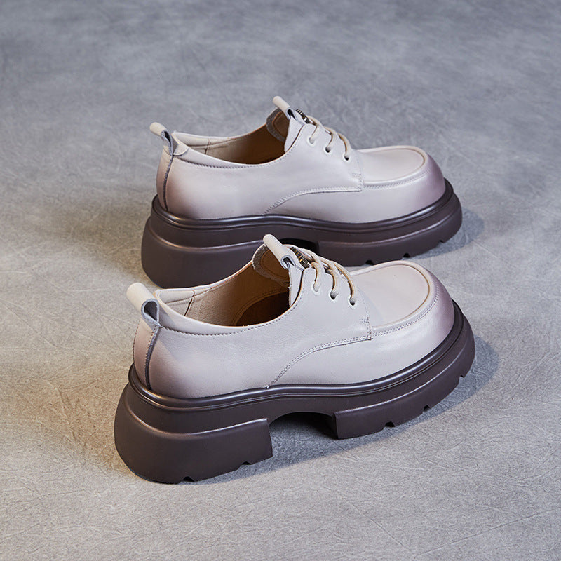 Women Minimalist Leather Chunky Platform Loafers Newgew Shoes