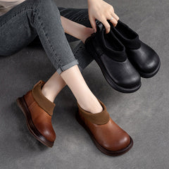 Women Retro Minimalist Leather Flat Casual Shoes Newgew Shoes