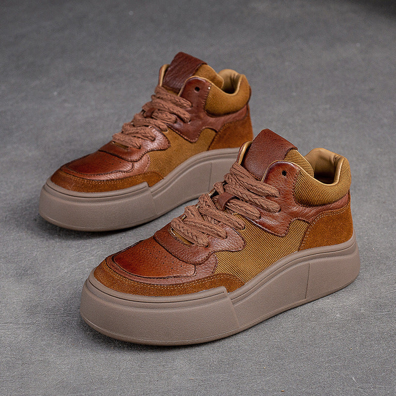 Women Retro Patchwork Thick Soled Casual Shoes Newgew Shoes