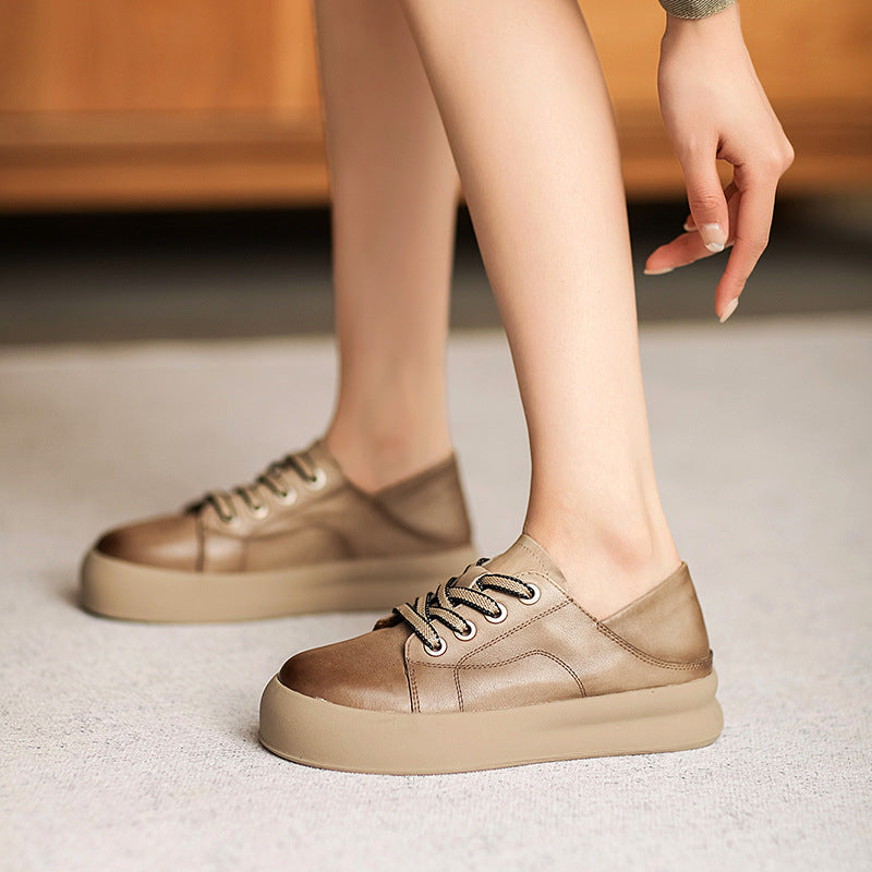 Women Minimalist Soft Leather Flat Casual Shoes Newgew Shoes