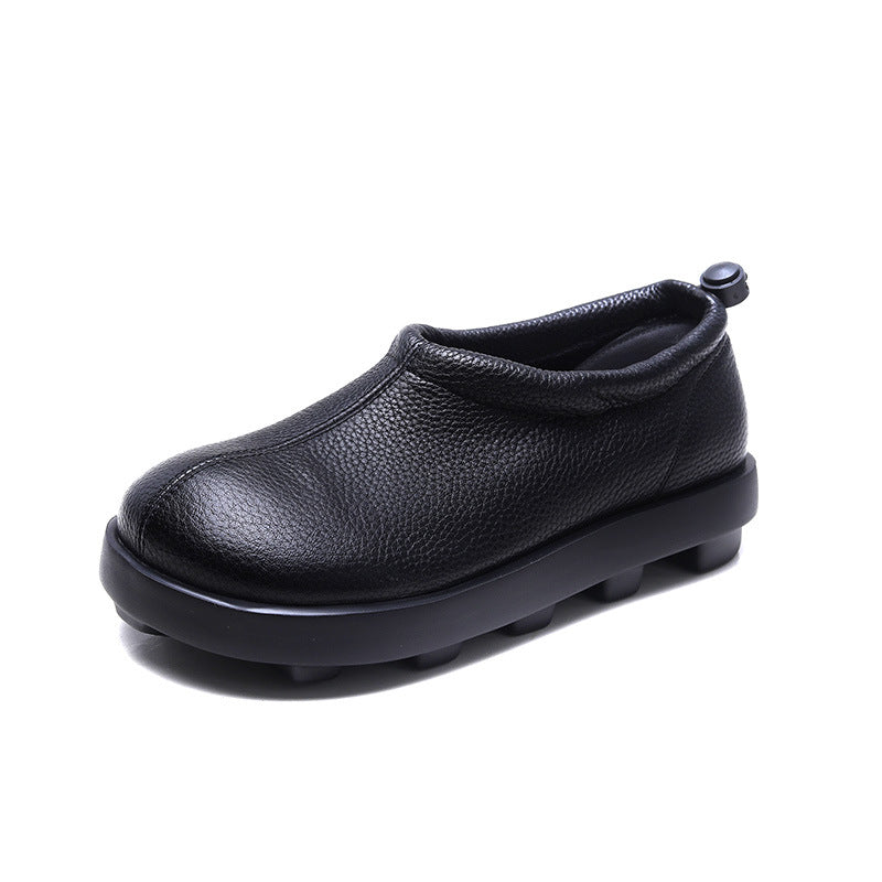Women Retro Minimalist Leather Lug Sole Casual Shoes Newgew Shoes