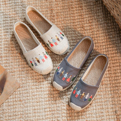 Women's Linen Embroidered Cloth Simple And Breathable Canvas Shoes Newgew
