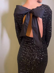 Sequin Backless Bow Maxi Dress Newgew Dresses