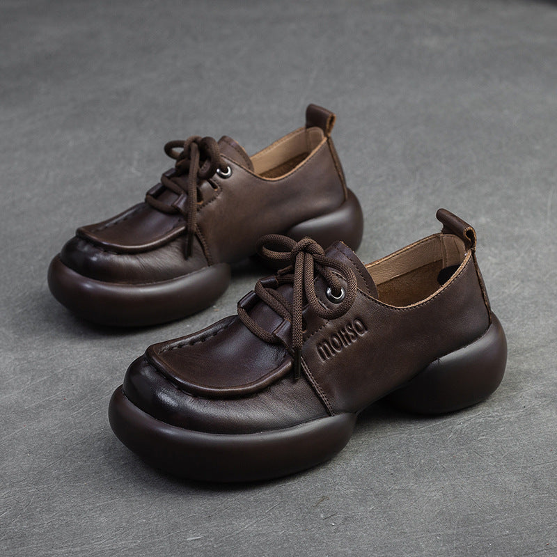 Women Retro Leather Handmade Soft Casual Shoes Newgew Shoes