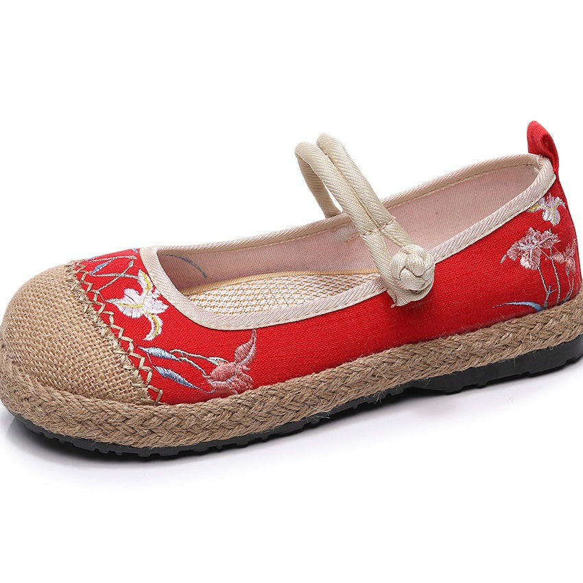 Women's Big Head Embroidered Old Beijing Cloth Single Canvas Shoes Newgew
