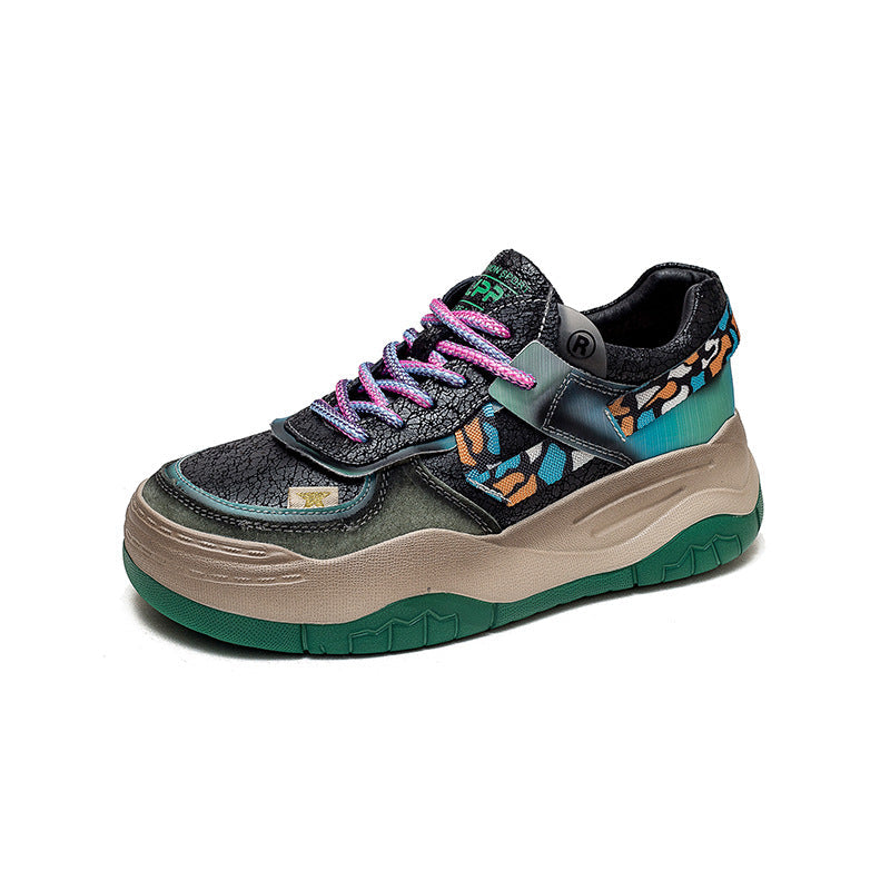 Women Fashion Patchwork Leather Stylish Casual Shoes Newgew Shoes