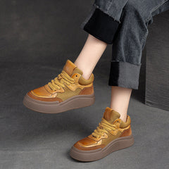 Women Retro Patchwork Thick Soled Casual Shoes Newgew Shoes