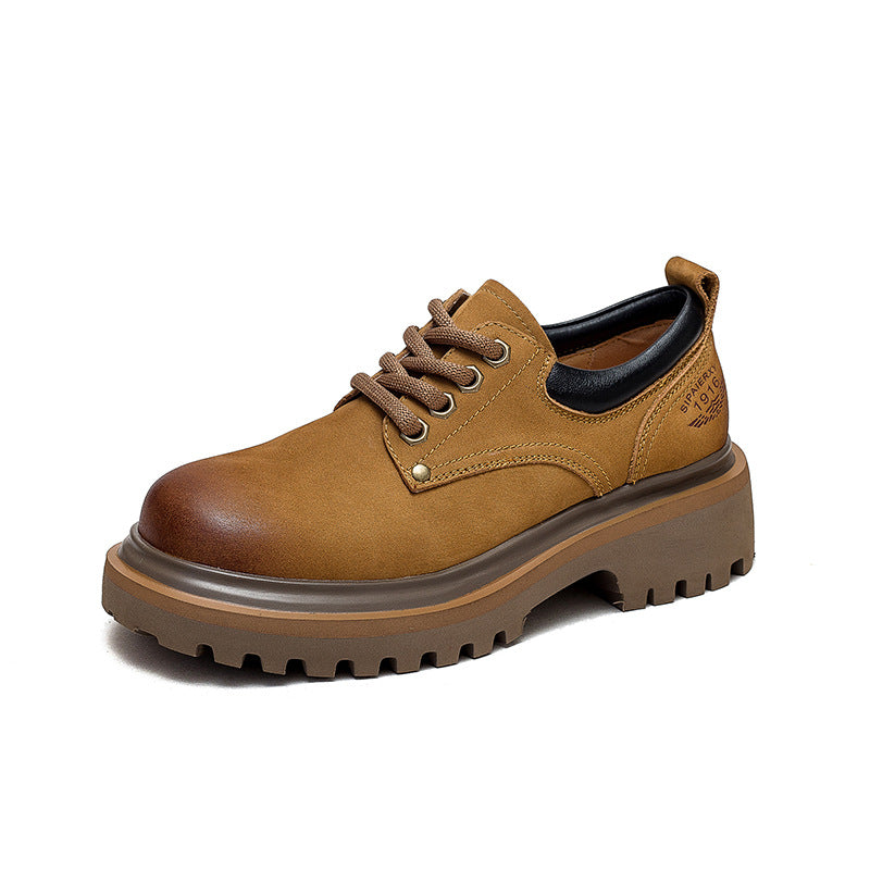 Women Retro Classic Leather Thick Soled Casual Shoes Newgew Shoes