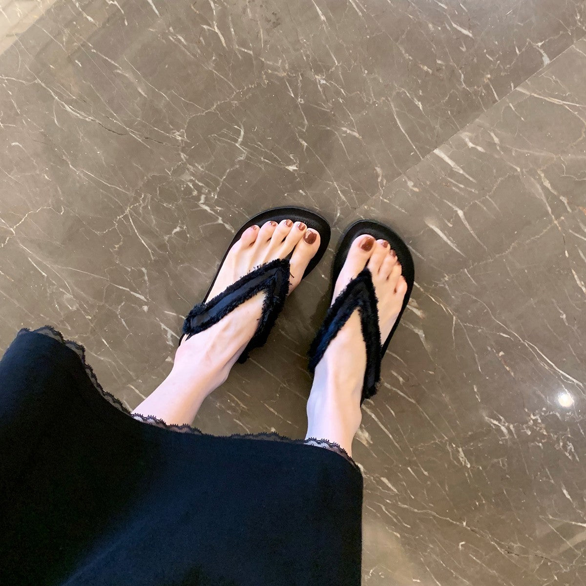 Silk Fringed Flat Toe Toe Leather Soft-Soled Shoes Newgew