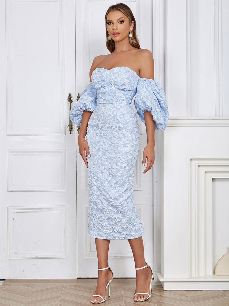 Strapless Vintage Puff Sleeve Dress Newgew Dresses
