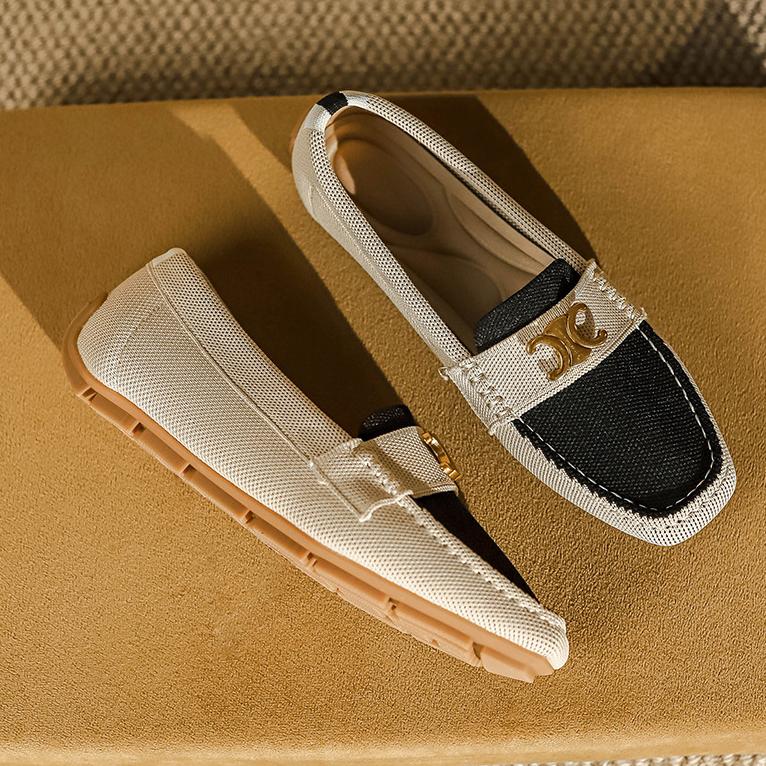Flat Soft Sole Flying Woven Square Toe Loafers NewGew