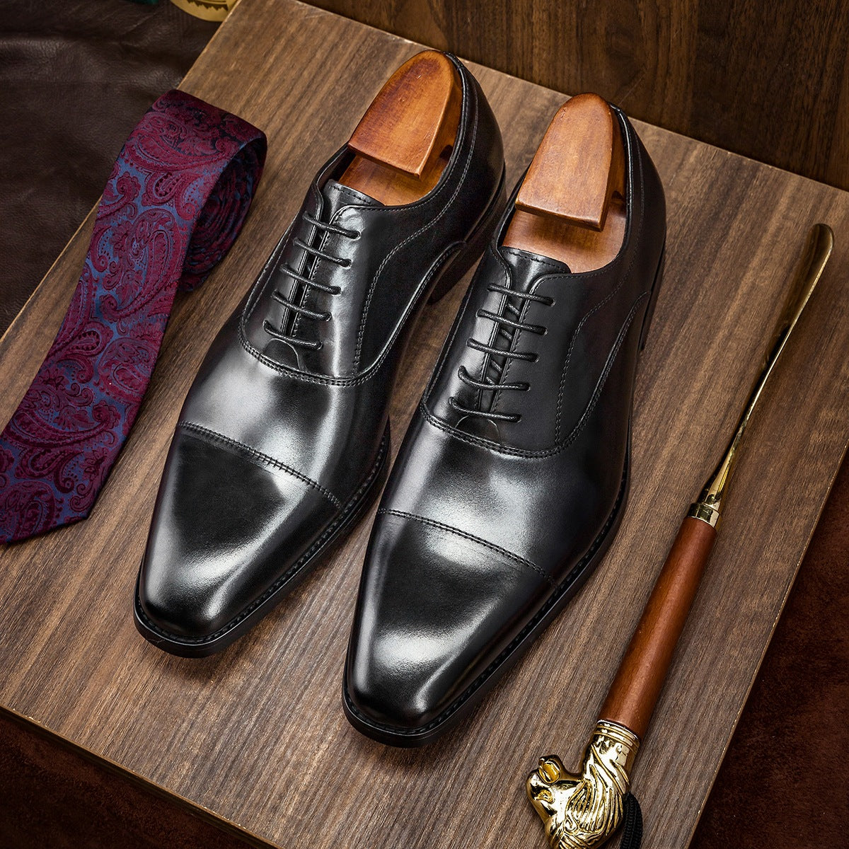 Men Classic Cowhide Solid Handmade Oxford Shoes Newgew Shoes